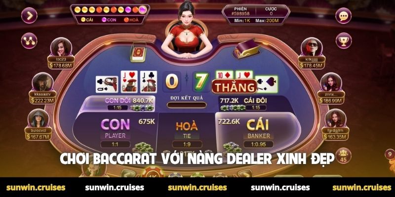 Game bài Sunwin 2 Chơi Baccarat với nàng Dealer xinh đẹp