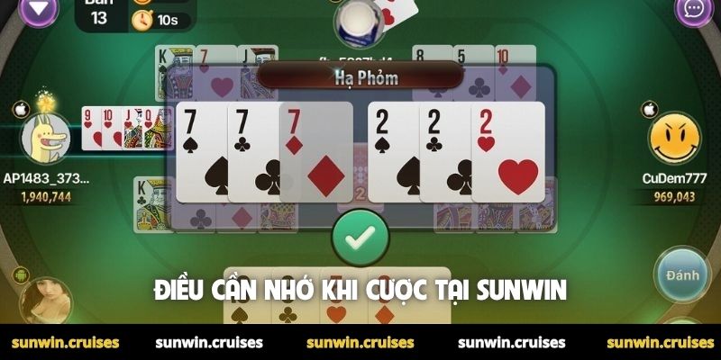 Điều cần nhớ khi cược tại Sunwin